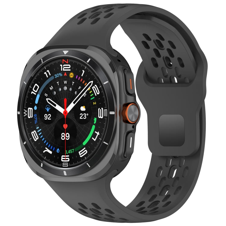 For Galaxy Watch Ultra2 2026 / 2025 / 1 2024 Holes Style Square Buckle Solid Color Silicone Watch Band
