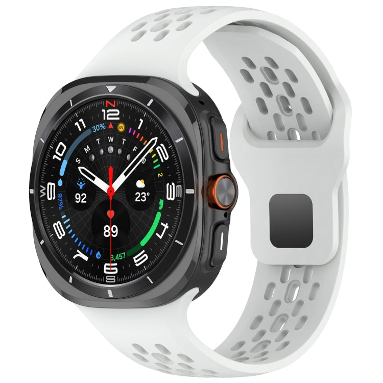 For Galaxy Watch Ultra2 2026 / 2025 / 1 2024 Holes Style Square Buckle Solid Color Silicone Watch Band