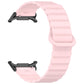 Pink ridged silicone watch band with magnetic closure, shown open