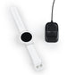 Magnetic charging dock with black cradle and white watch strap holder, USB cable included