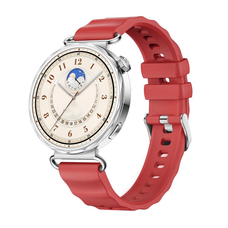 Quick Release Spring Bar Silver Buckle Solid Color Silicone Watch Band, For Huawei Watch GT 6 41mm