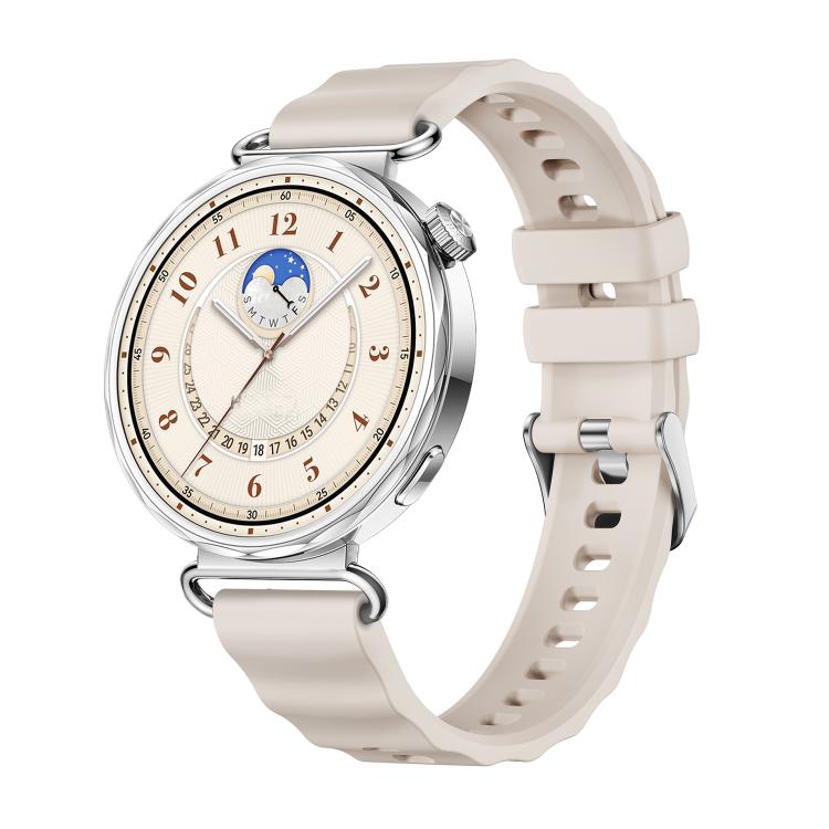 Quick Release Spring Bar Silver Buckle Solid Color Silicone Watch Band, For Huawei Watch GT 6 41mm