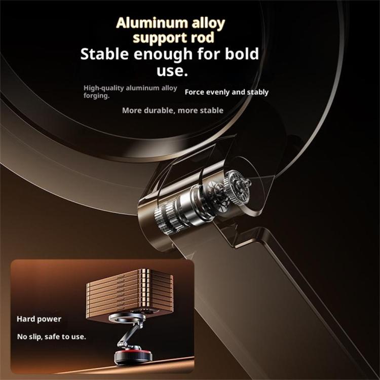 Black car phone holder with aluminum support rod and suction cup base