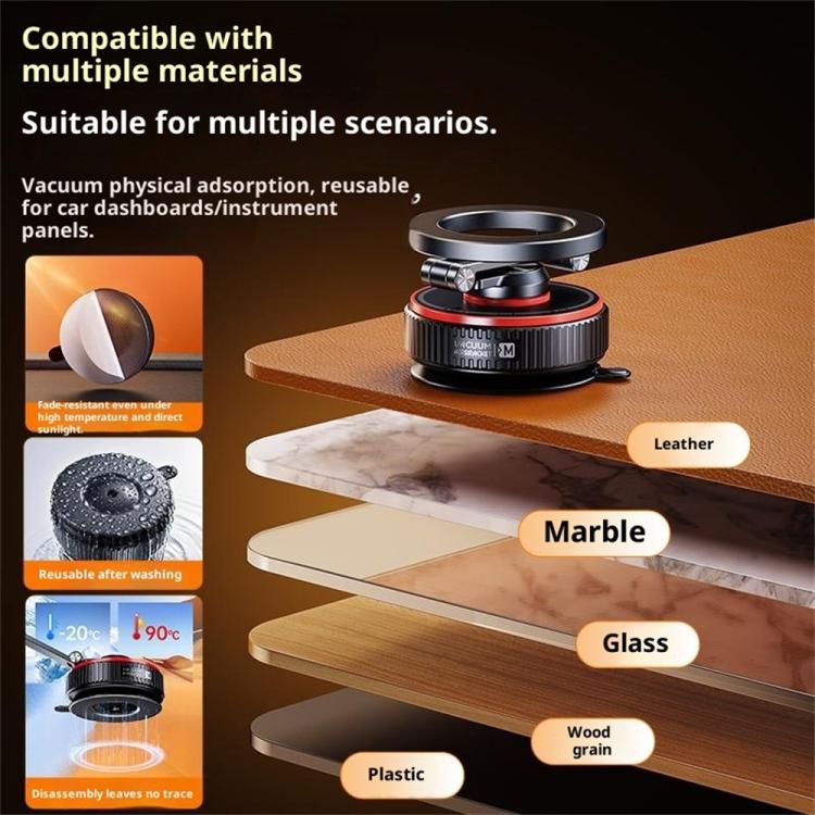Car suction cup phone holder with red-accent base and adjustable magnetic ring