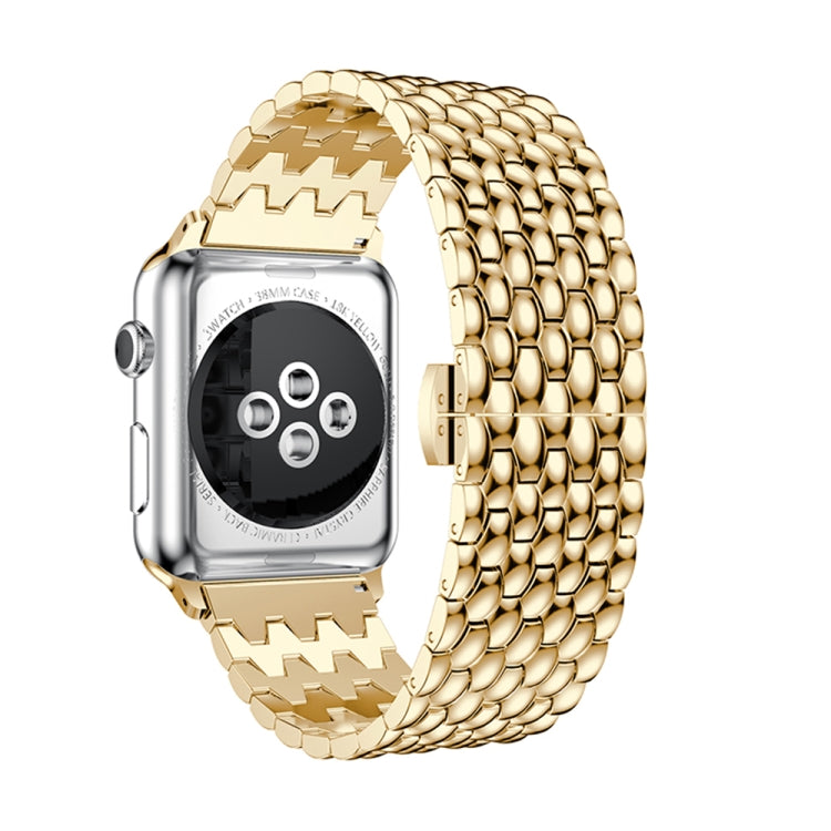 Gold and silver-toned stainless steel Apple Watch wrist band with textured links