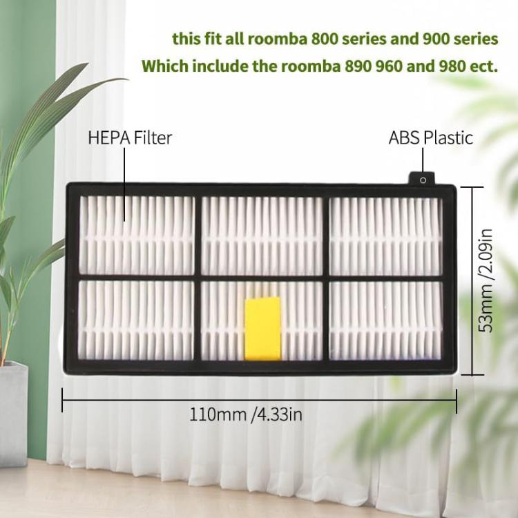 JUNSUNMAY 4pcs Sweeper Clean Filter with Brush for iRobot Roomba 800 / 900 Series, Clean Filter