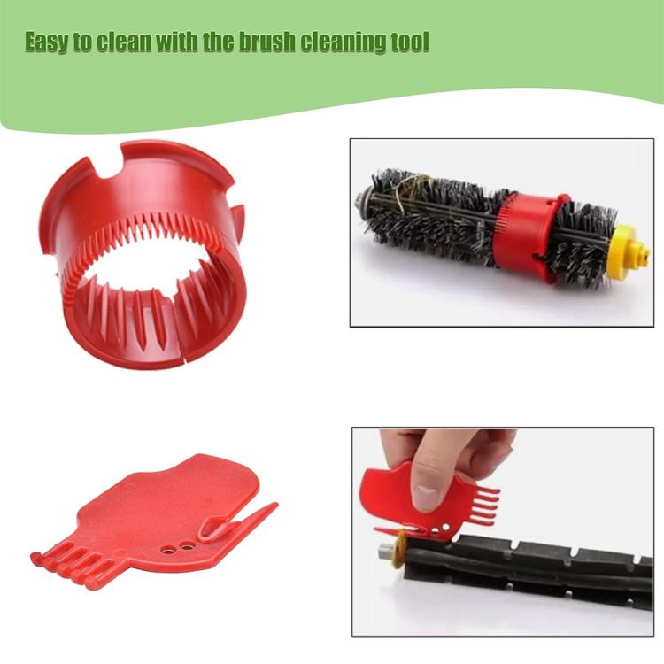 Red brush cleaning tool for sweeping roller brush, with cleaning attachment