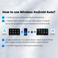 Wireless Android Auto setup guide layout with a small black dongle icon