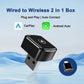 Black WiFi Bluetooth USB adapter dongle, angled view with two USB pins