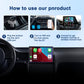 Black WiFi Bluetooth USB dongle with car infotainment system in background