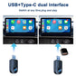 Car adapter with USB and Type-C dual interface, blue LED ring on carbon-fiber case