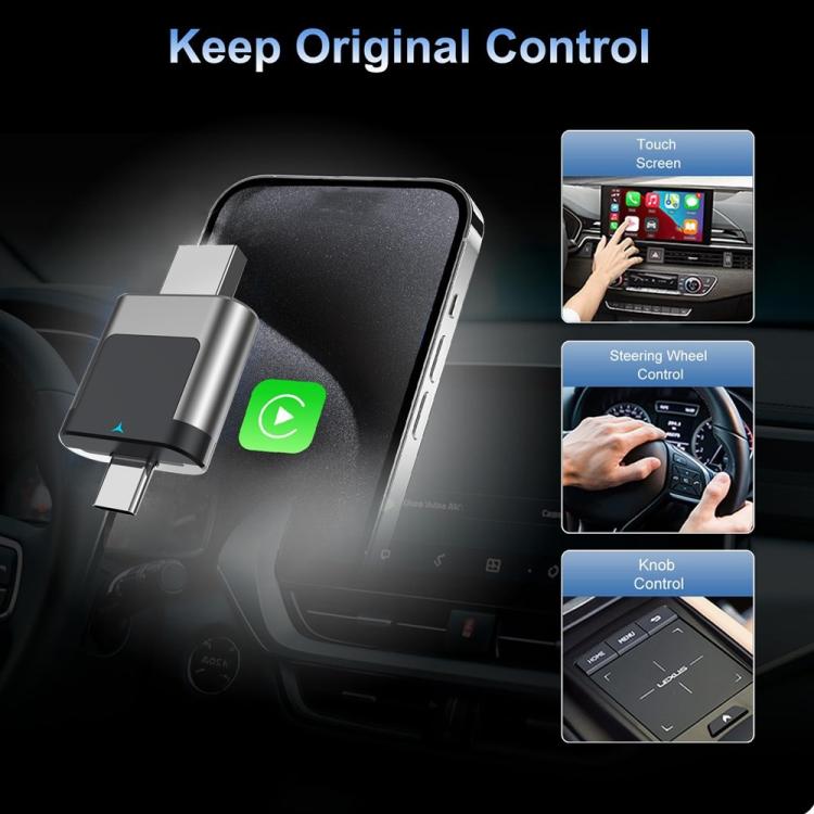 M28 Wired to Wireless Car Adapter 2 in 1 Type-C + USB Wireless CarPlay AI Box Android Auto, M28