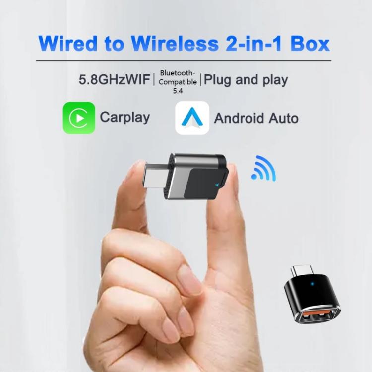 M29 Plug and Play Android Auto Wired to Wireless Car Adapter 2 in 1 Wireless CarPlay AI Box, M29