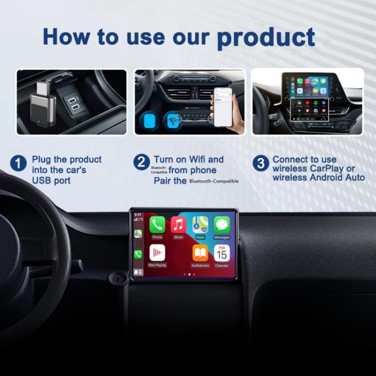 M29 Plug and Play Android Auto Wired to Wireless Car Adapter 2 in 1 Wireless CarPlay AI Box, M29