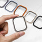 Hand holding a metal frame and tempered glass watch screen protector