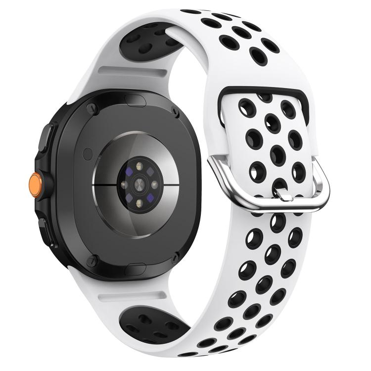 Round Holes Silver Buckle Two Color Silicone Watch Band, For Galaxy Watch9 / 8 / 8 Classic