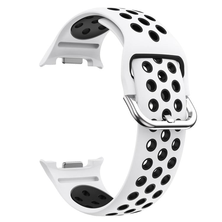Round Holes Silver Buckle Two Color Silicone Watch Band, For Galaxy Watch9 / 8 / 8 Classic