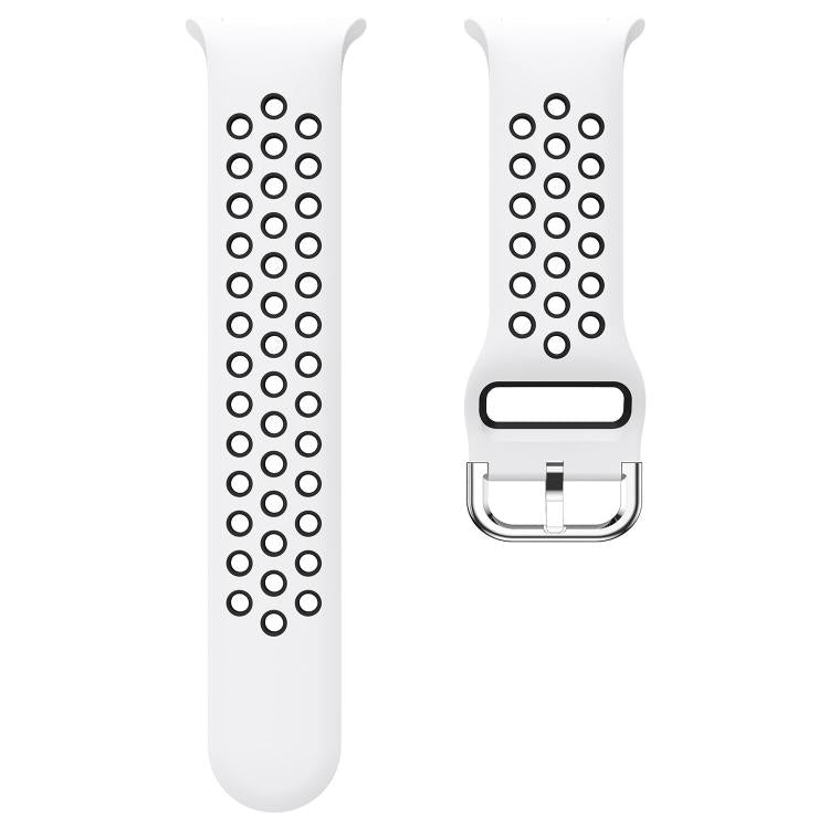 Round Holes Silver Buckle Two Color Silicone Watch Band, For Galaxy Watch9 / 8 / 8 Classic