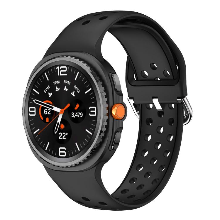 Round Holes Silver Buckle Two Color Silicone Watch Band, For Galaxy Watch9 / 8 / 8 Classic