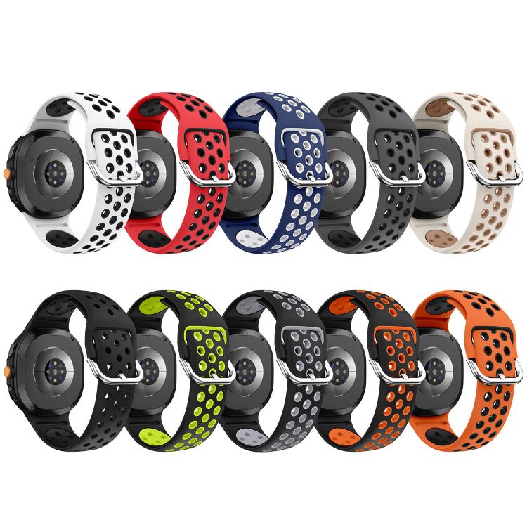 Round Holes Silver Buckle Two Color Silicone Watch Band, For Galaxy Watch9 / 8 / 8 Classic
