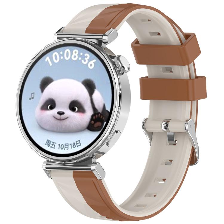 Ice Crystal Texture Left and Right Spliced Two Color Silicone Watch Band, 18mm