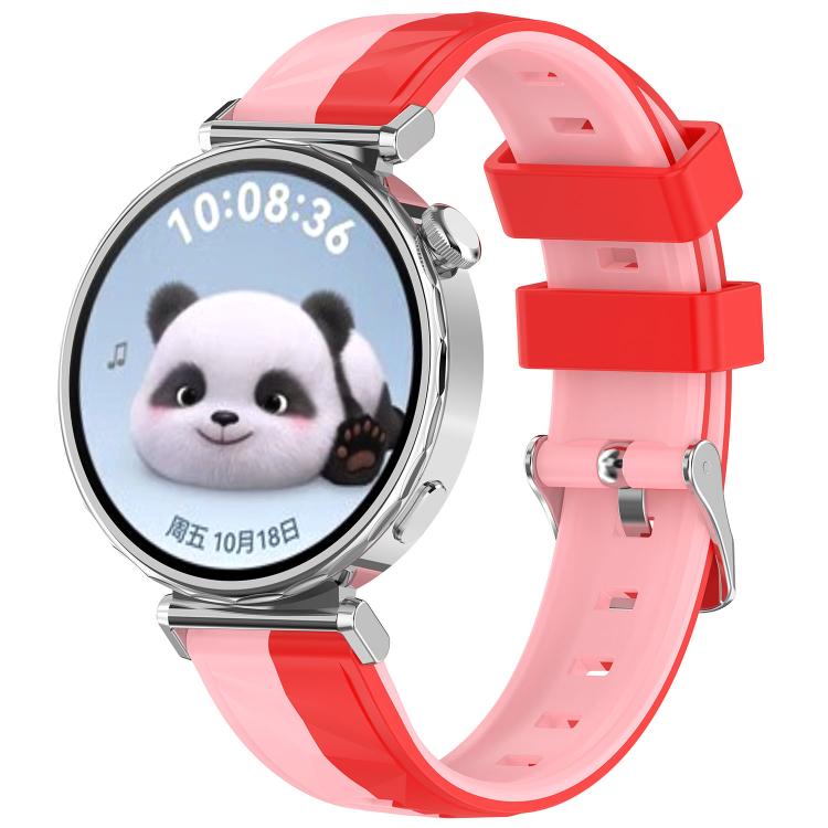 Ice Crystal Texture Left and Right Spliced Two Color Silicone Watch Band, 18mm