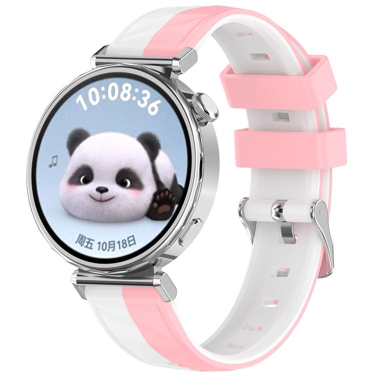 Ice Crystal Texture Left and Right Spliced Two Color Silicone Watch Band, 18mm