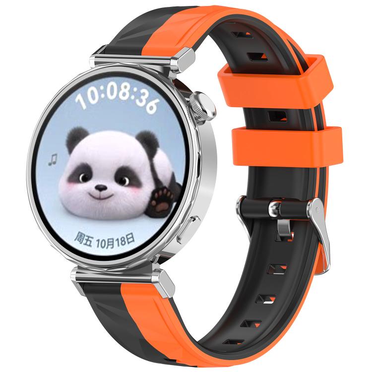 Ice Crystal Texture Left and Right Spliced Two Color Silicone Watch Band, 18mm