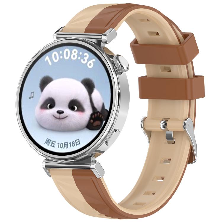 Ice Crystal Texture Left and Right Spliced Two Color Silicone Watch Band, 18mm