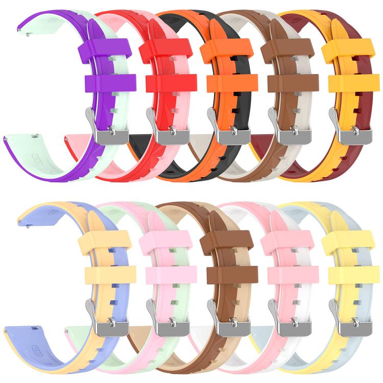 Ice Crystal Texture Left and Right Spliced Two Color Silicone Watch Band, 18mm