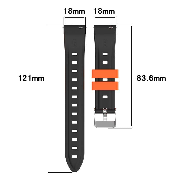 Ice Crystal Texture Left and Right Spliced Two Color Silicone Watch Band, 18mm