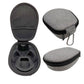 Zippered hard-shell storage case in black and gray with metal keyring