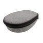 Gray hard-shell headphone storage case with zippered top