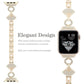 Champagne gold metal Apple Watch band with crystal accents and matching fan-shaped pendant links
