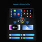 Wireless CarPlay/Android Auto converter dongle with LED ring under a car head unit