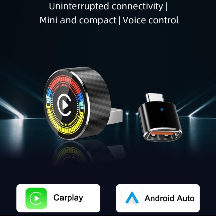 Compact wireless converter dongle with LED ring and USB charging plug