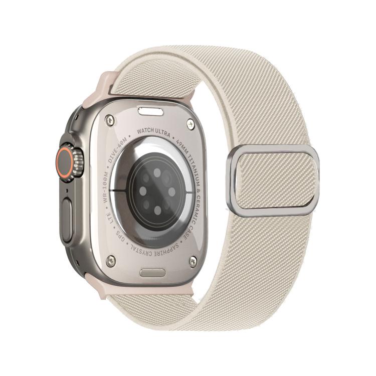 Starlight diagonal-striped elastic watch band with a silver D-ring buckle