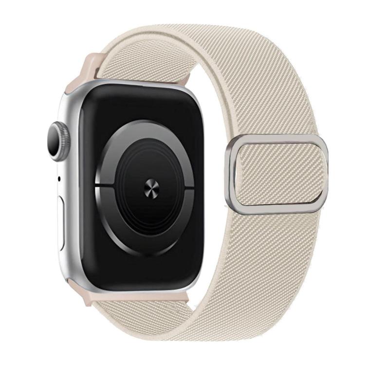 Starlight diagonal-stripe elastic watch band with silver-tone D-ring buckle