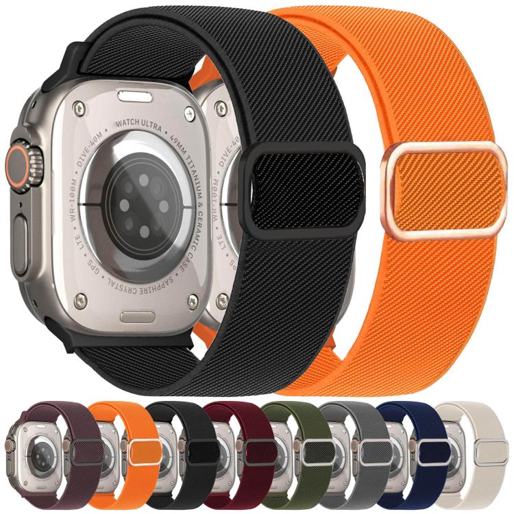 Diagonal-stripe elastic watch bands in assorted colors with D-ring buckles