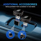 Two black wireless car adapter units with USB connectors for different port needs