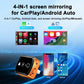 Orange and black 4-in-1 screen mirroring adapter with USB plug and control icons