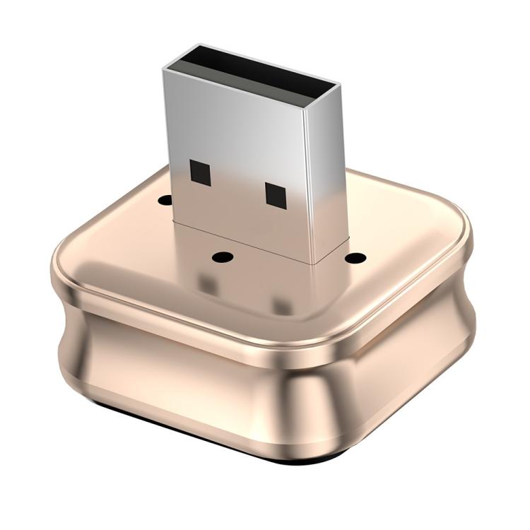 Gold screen mirroring adapter base with front USB plug and two mounting vents