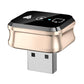 Gold and black screen mirroring adapter with USB plug and status light