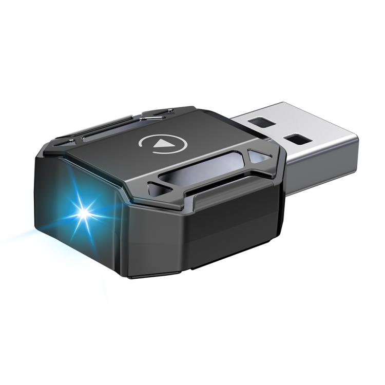 Compact black M36 wireless adapter with USB-A plug and glowing status light
