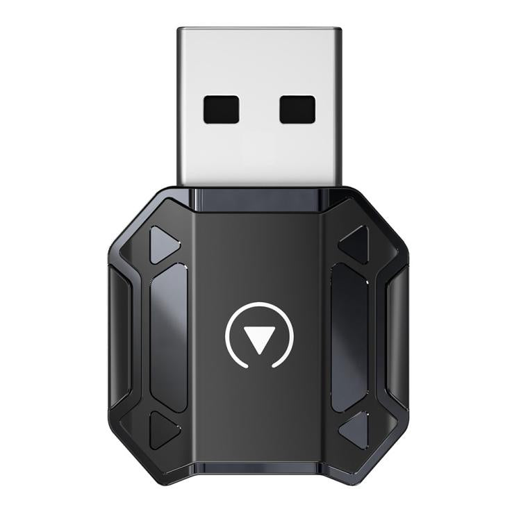 Black M36 wireless adapter with two USB ports and central status arrow icon