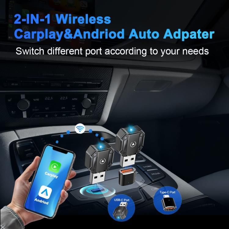 Black M36 wireless adapter kit with USB connector and smartphone pairing icons