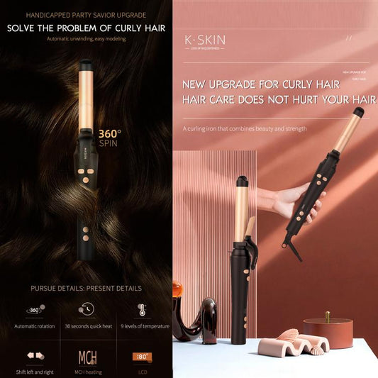 K-SKIN KD882B Automatic Rotating Hair Curler, Rapid Heating, 5-level Temperature Control, 32mm Curling Iron