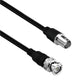 Black coax extension cable with silver BNC connectors, male and female ends