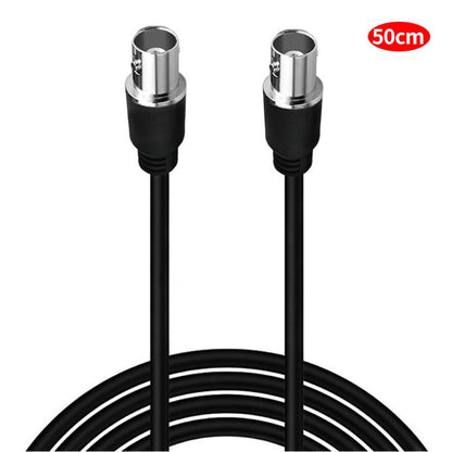 BNC extension cable with two female connectors, black RG59U coax, 50 cm.