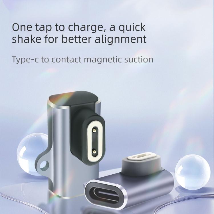 Metal magnetic watch charger adapter with USB-C connector and two charging contacts